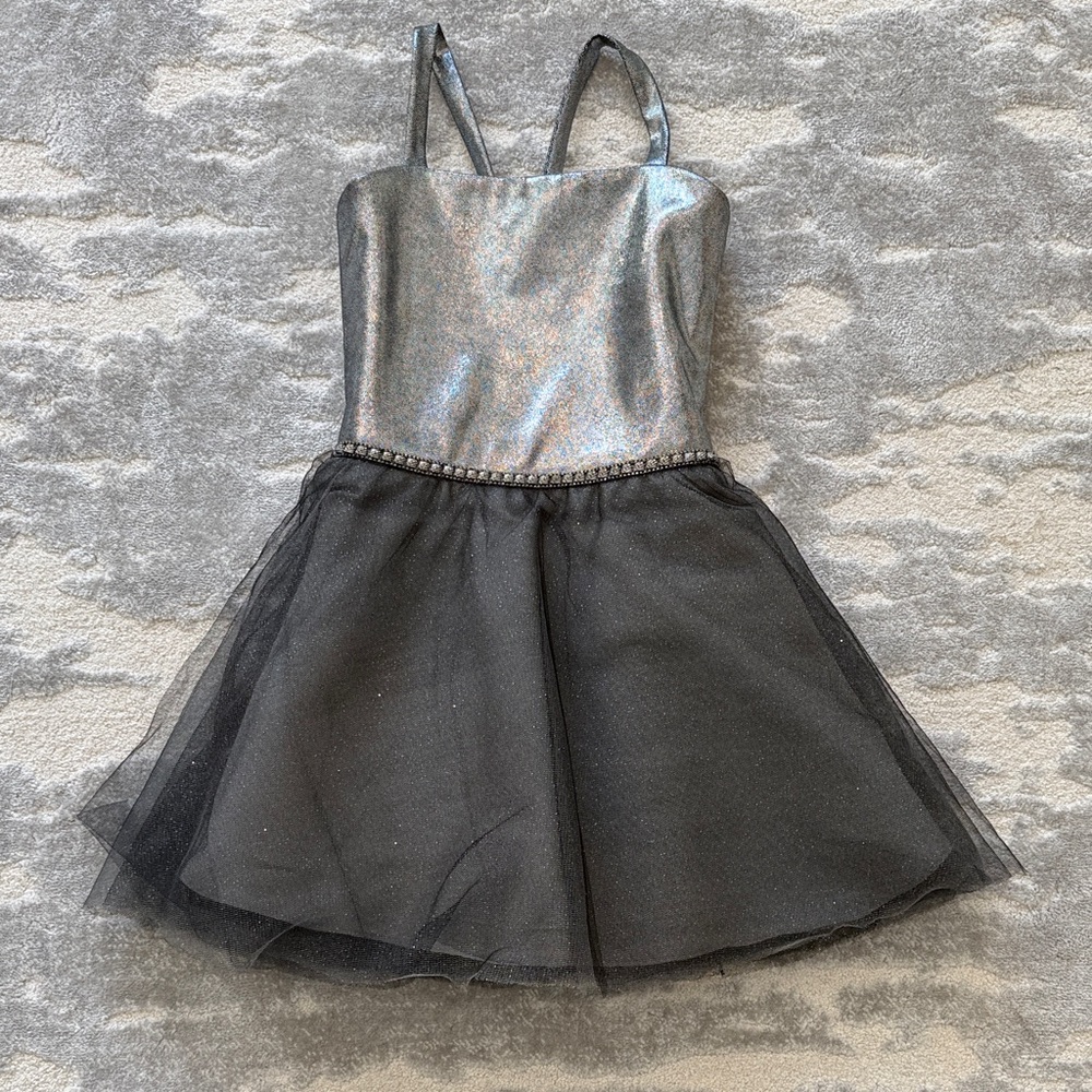 Sparkling Silver and Black Kids Custom Party Dress